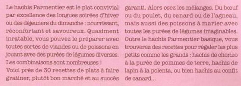 HACHIS ET POMME DE TERRE / prixportcompris Livres et BD