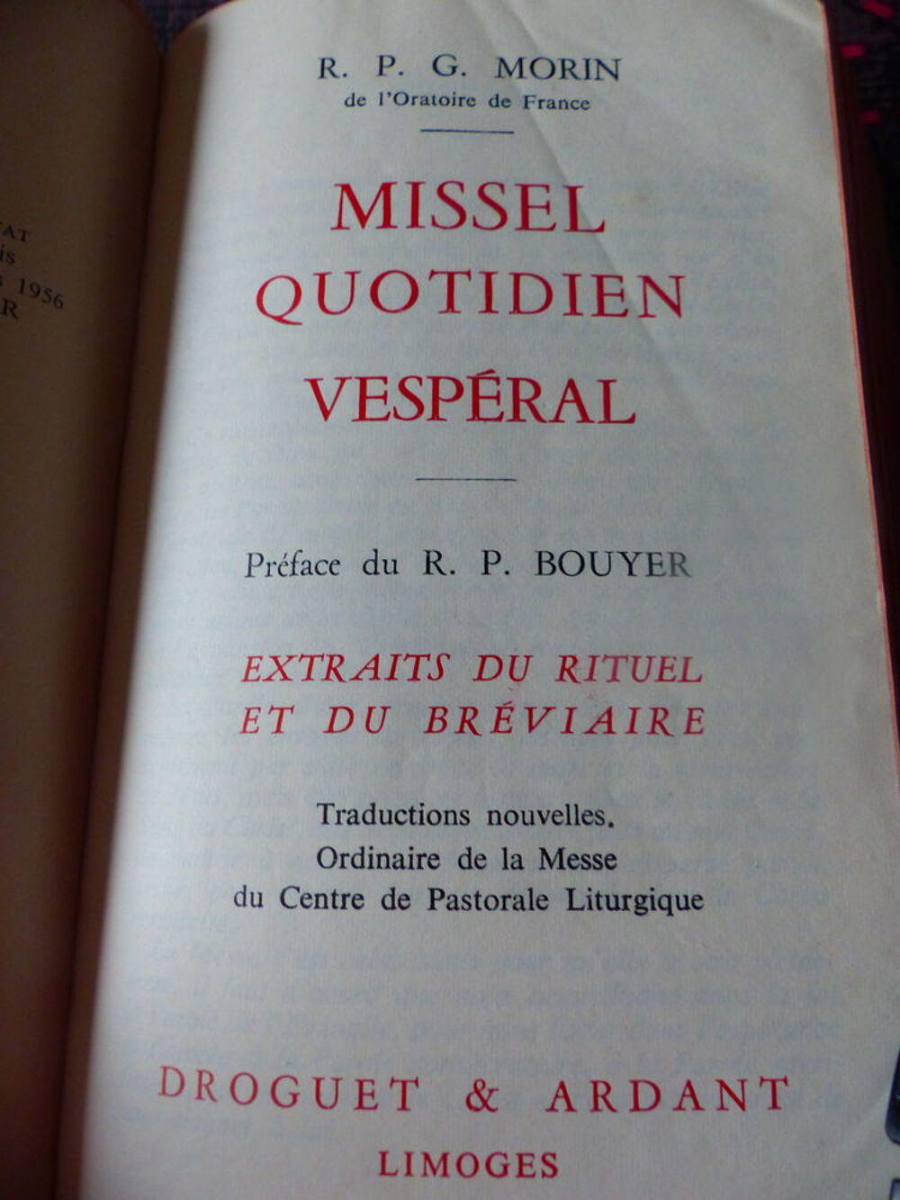 Rare MISSEL QUOTIDIEN VESPERAL Livres et BD