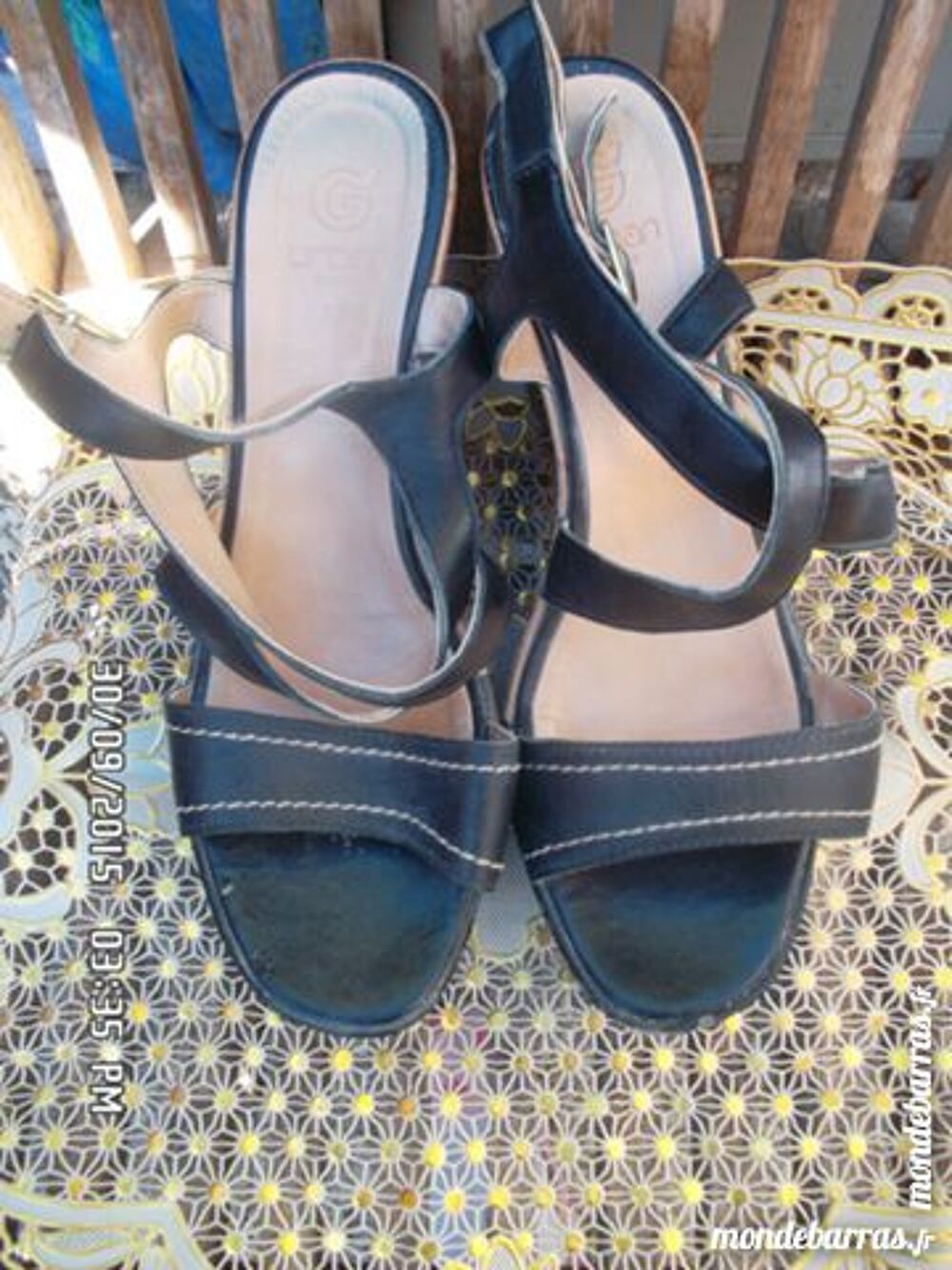 sandales hautes noires t.39*juste 3e*kiki60230 Chaussures