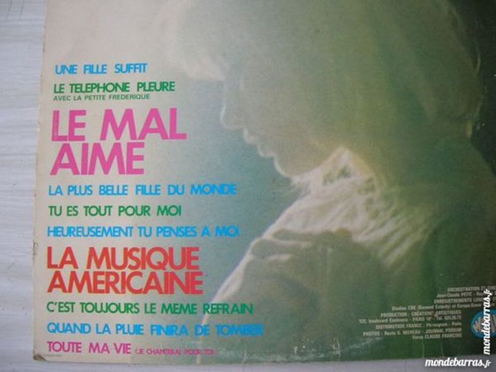 33 TOURS CLAUDE FRANCOIS Le mal aim&eacute; CD et vinyles