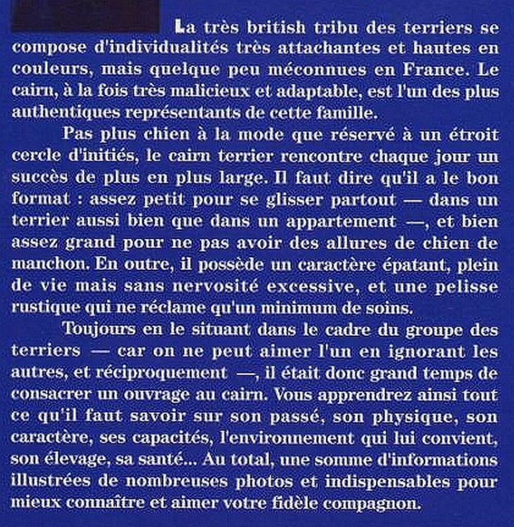 LE CAIRN TERRIER / prixportcompris Livres et BD