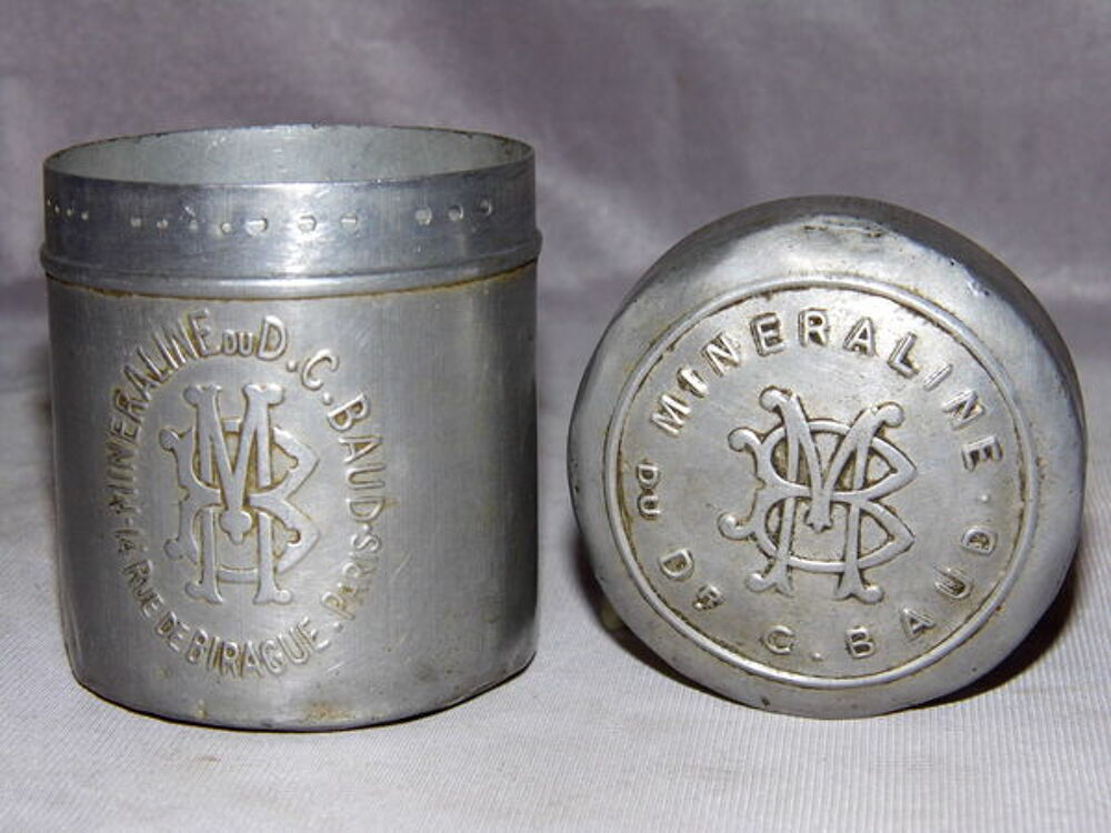 Boite de talc Min&eacute;raline du Docteur C. Baud aluminium VINTAGE 