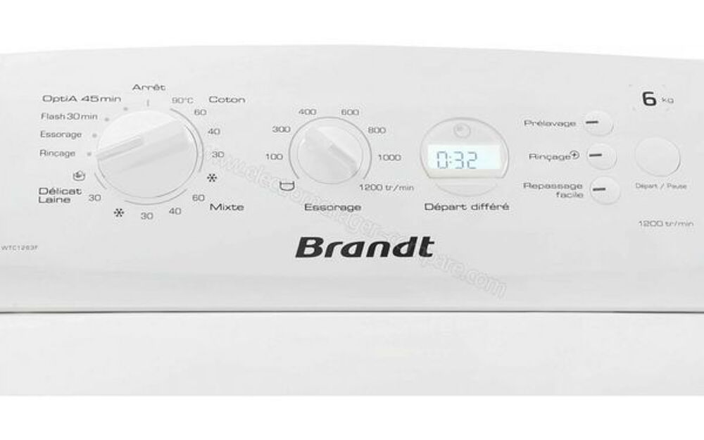 Lave linge top BRANDT WTC1263F 6 Kg Electroménager