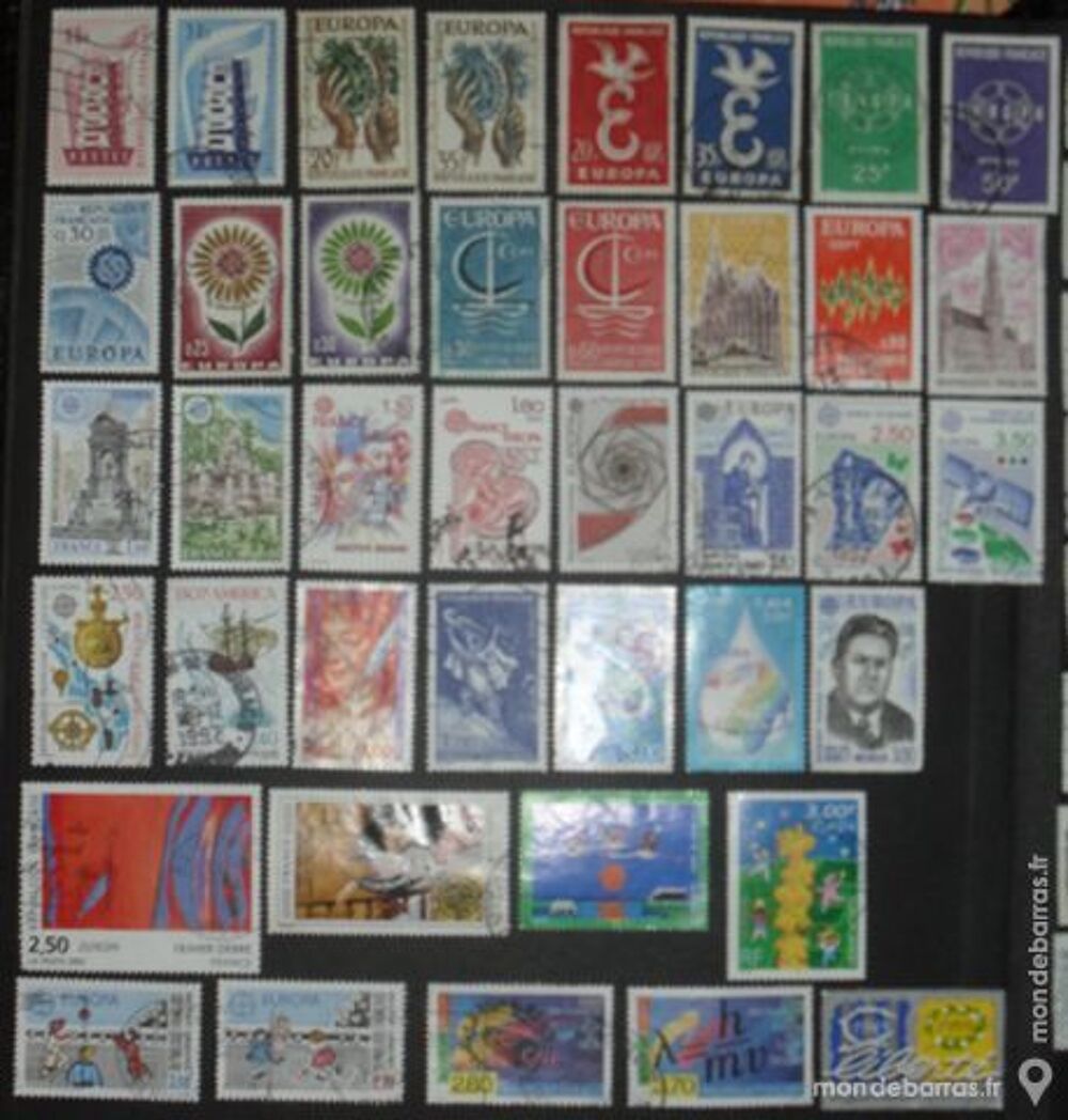 Lot de 77 timbres oblit&eacute;r&eacute;s EUROPA de France. 
