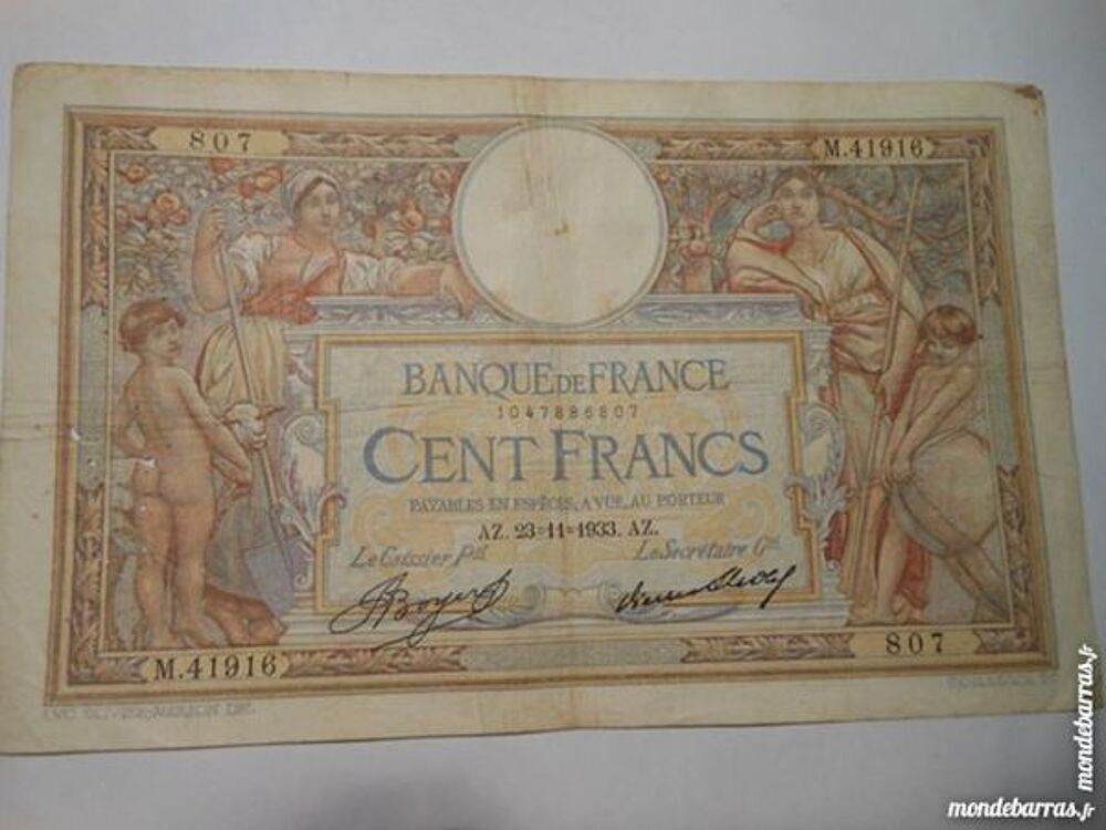 billet de 100 francs Merson 1933 