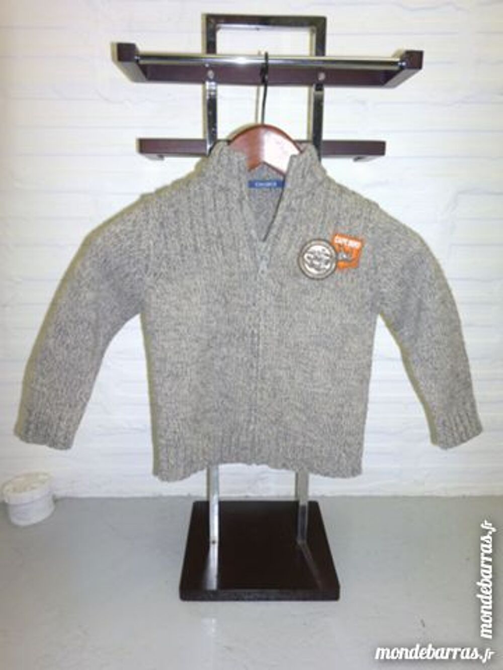 Gilet de laine gris chin&eacute; Oka&Iuml;di 5 ans Vêtements enfants