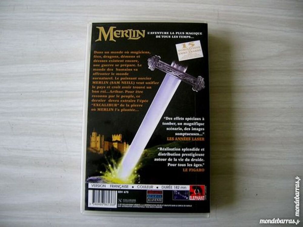 K7 VHS MERLIN - FILM FANTASTIQUE DVD et blu-ray