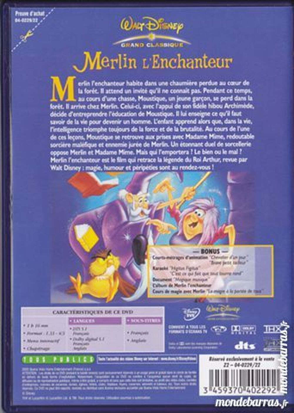 Merlin L'Enchanteur Walt Disney N&deg; 20 DVD et blu-ray