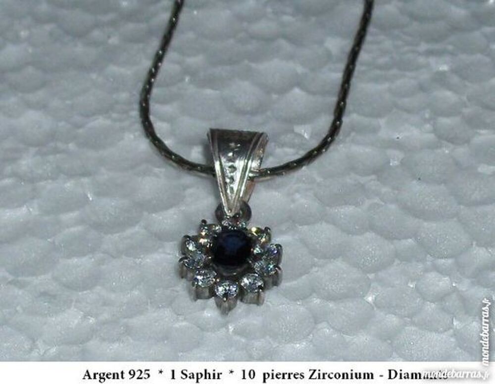 Pendentif Argent * Saphir * Zirconium Bijoux et montres