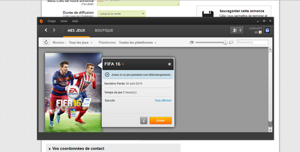 Compte origin,Fifa 16 neuf + bf3 Consoles et jeux vidéos