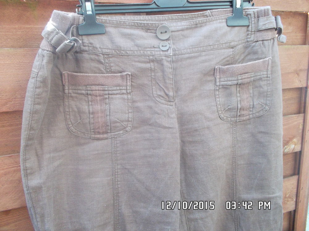 PANTALON MARRON EN LIN PROMOD*JUSTE 2E*KIKI60230 Vêtements