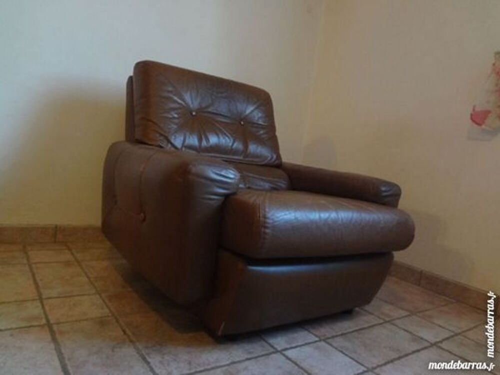 Fauteuil cuir marron 1 place Meubles