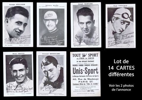 V�LO, CYCLISME: LOT DE 14 CARTES PUBLICITAIRES DES ANN�ES 30 70 Tours (37)