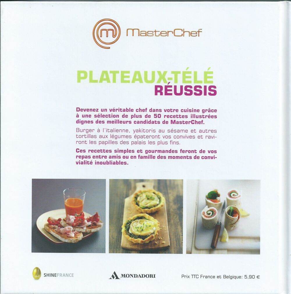 1 livre de cuisine master chef ,plateau t&eacute;l&eacute; r&eacute;ussis Livres et BD