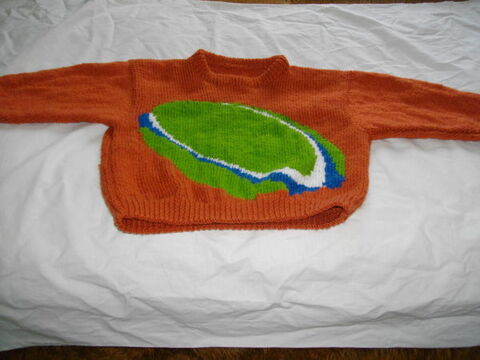 PULL MARRON  BALLON DE RUGBY  EN LAINE 50 Perros-Guirec (22)