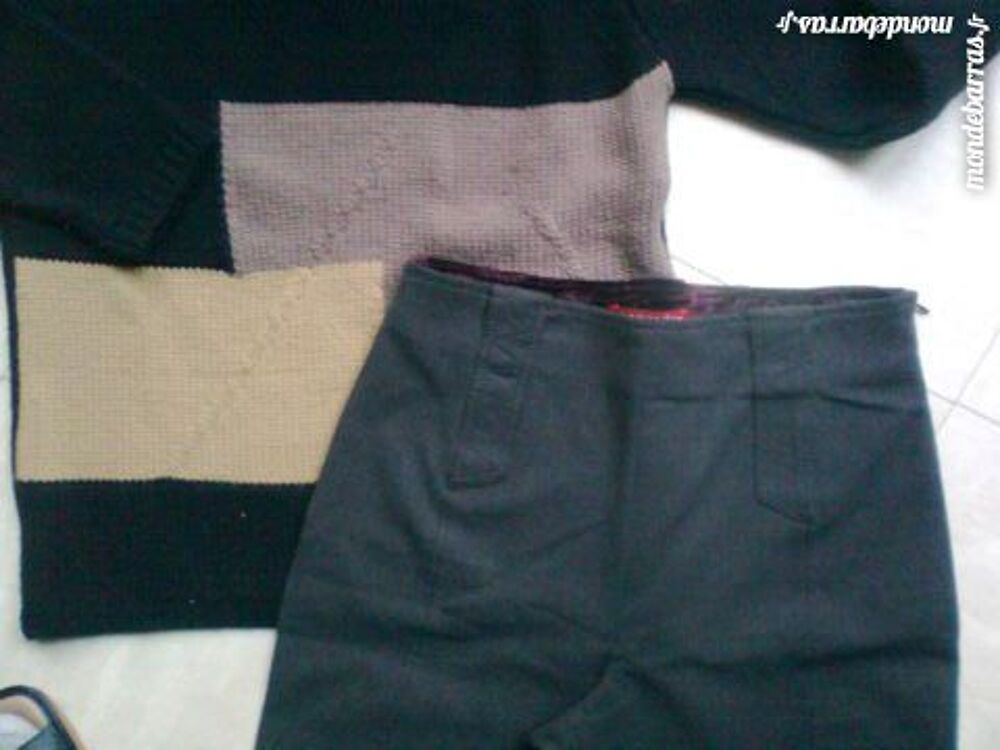 pantalon marron col roul&eacute; 3 couleurs -38- zoe Vêtements