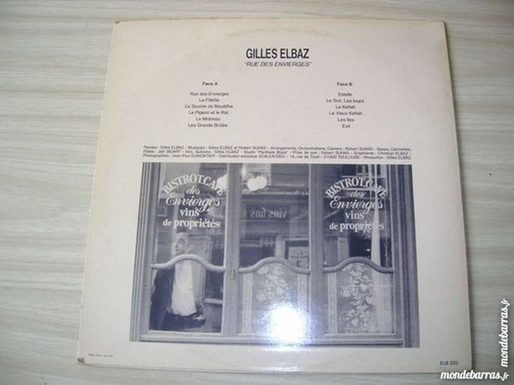 33 TOURS GILLES ELBAZ Rue des Envierges CD et vinyles