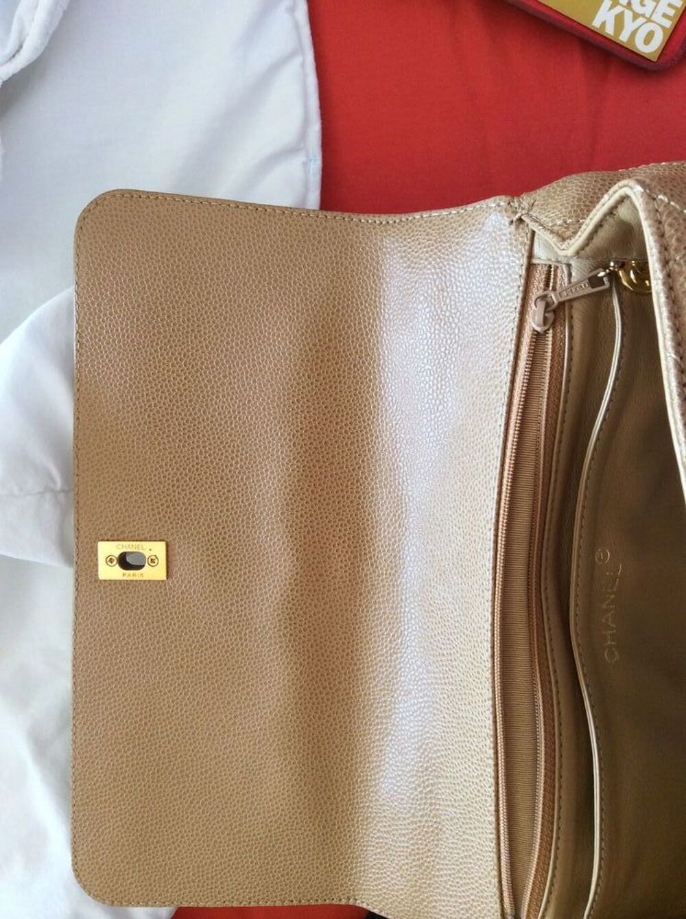 Sac cuir beige chanel Maroquinerie