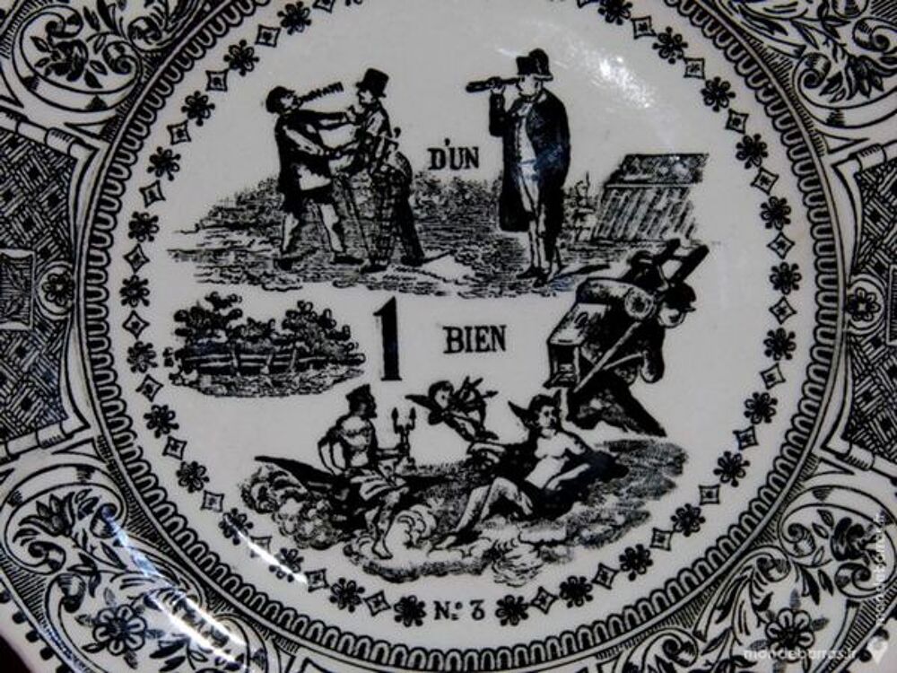 ASSIETTE PARLANTE FA&Iuml;ENCE DE GIEN N&deg;3 REBUS Décoration