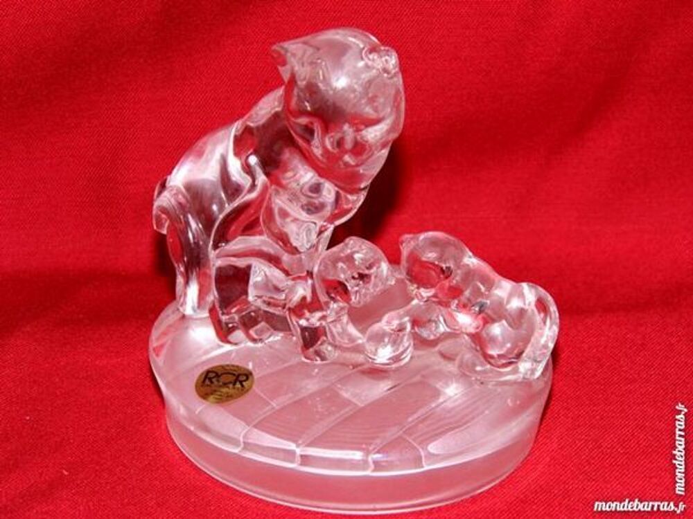 CHAT CHATON CHATTE en CRISTAL RCR VINTAGE Décoration
