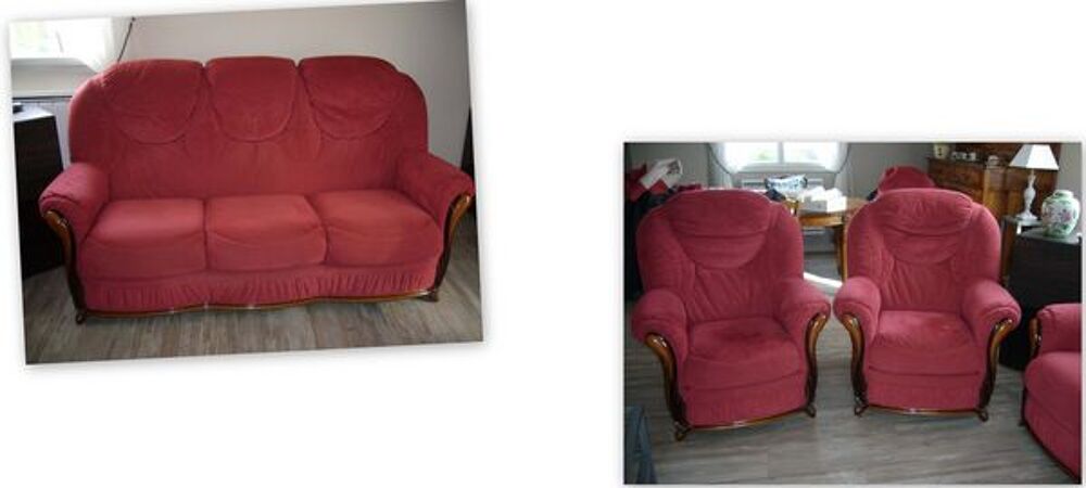 Salon canap&eacute; et 2 fauteuils en alcantara + housses Meubles