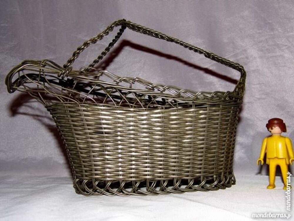 Porte bouteille fil m&eacute;tal tress&eacute; argent&eacute; vintage Cuisine