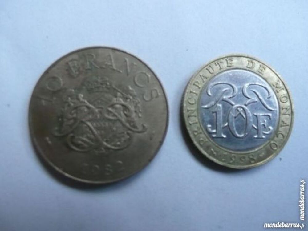 Lot de deux pi&egrave;ces 10 francs Monaco 
