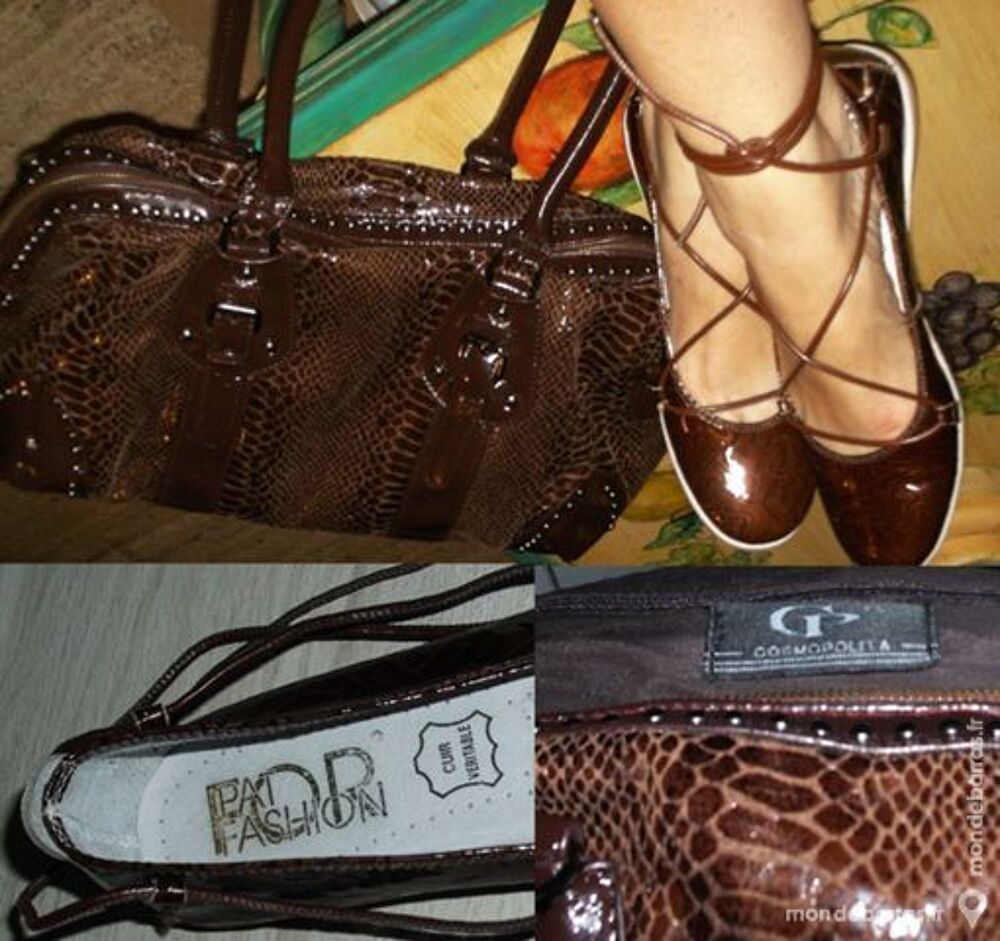 Ballerines en cuir vernis * Sac assorti Chaussures