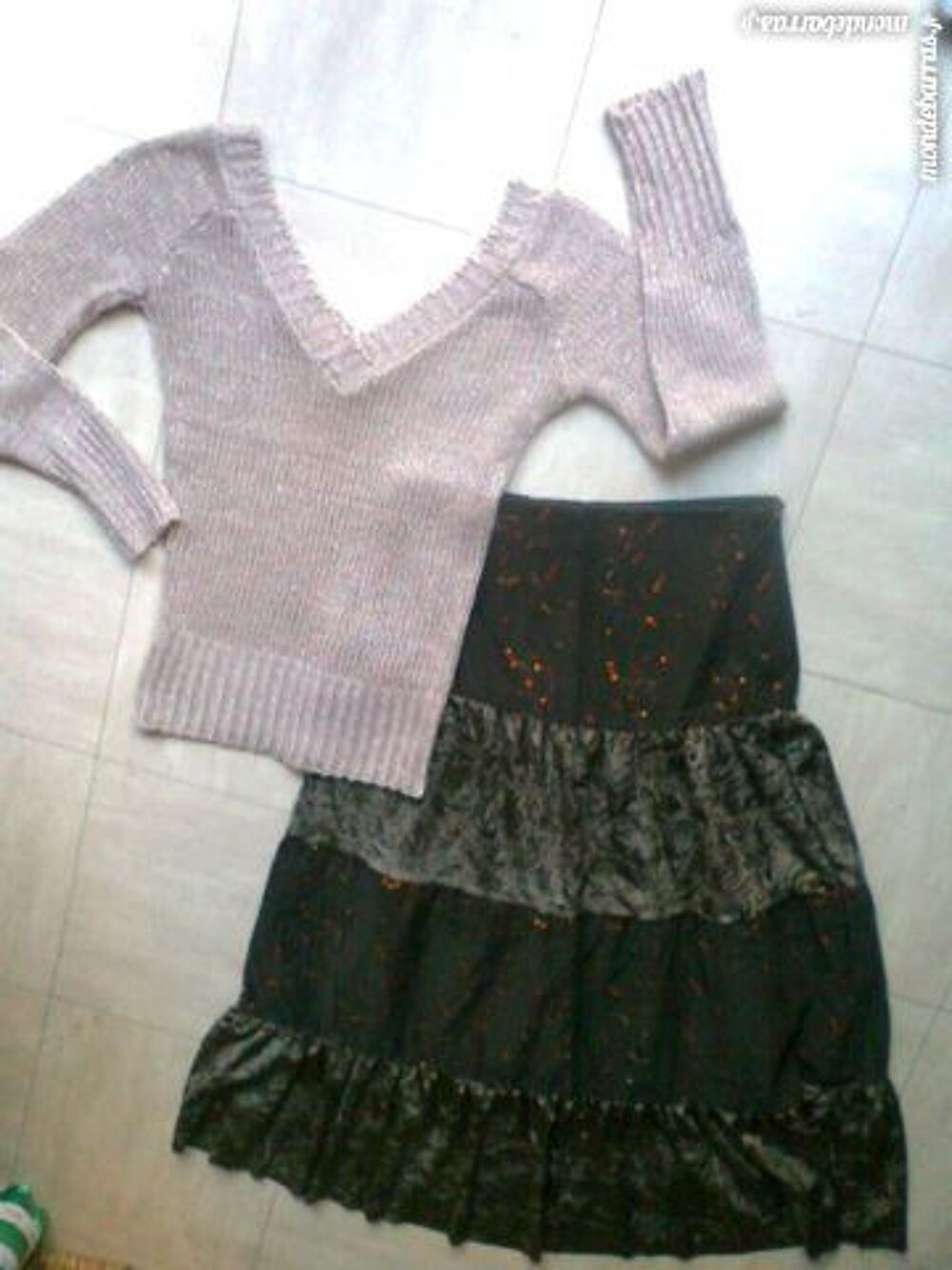 JUPE longue - PULL paillet&eacute; - zoe Vêtements
