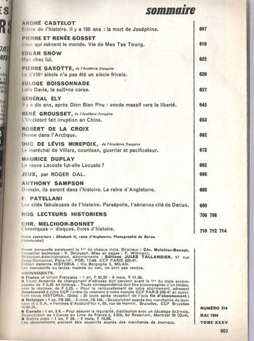 Revue magazine Historia n&deg;210 (mai 1964) Livres et BD