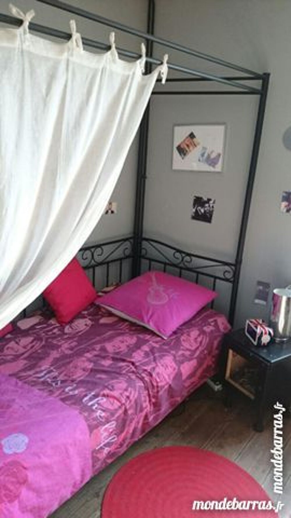 lit baldaquin noir 1 personne Meubles