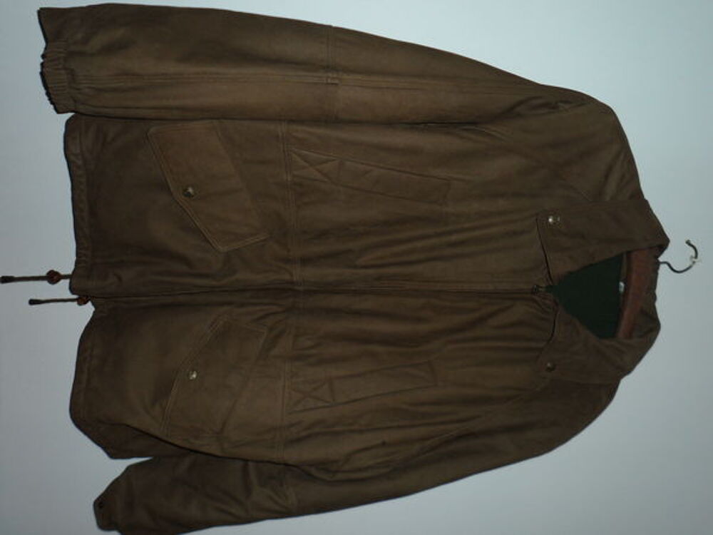 VESTE CUIR VACHETTE NUBUK MARRON T56 HOMME BROOKLAND'S Vêtements