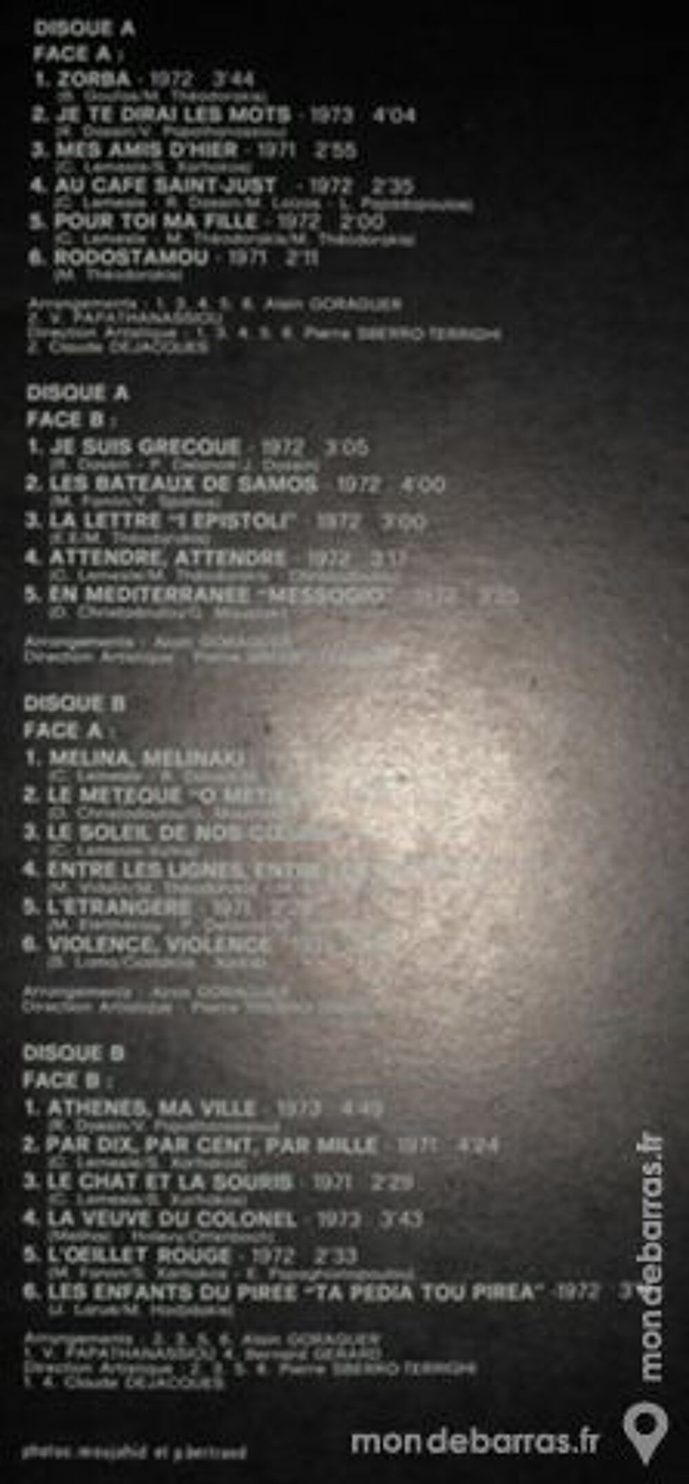 Double vinyl 33 tours MELINA MERCOURI CD et vinyles