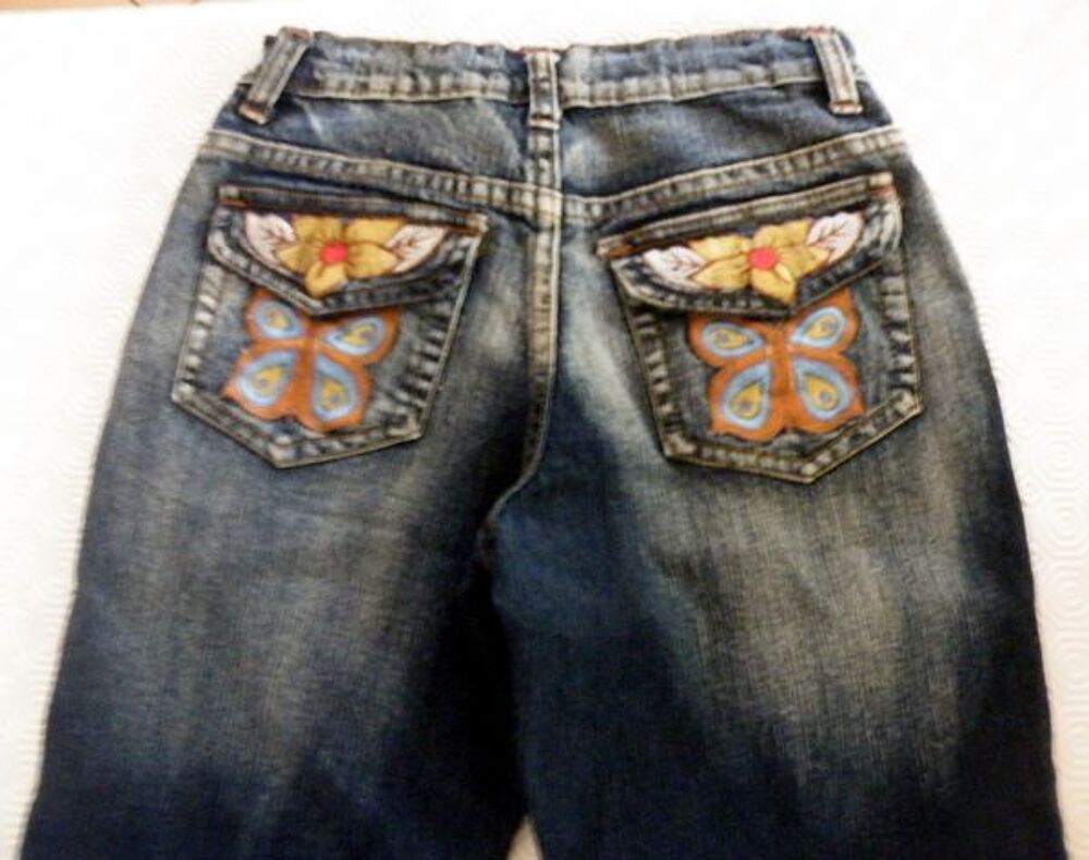 jean 14 ans fille neuf brode sur les poches Vêtements enfants