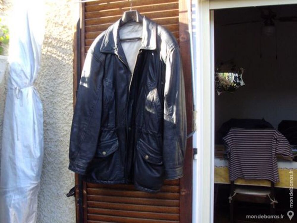 PARKA EN CUIR NOIR Vêtements