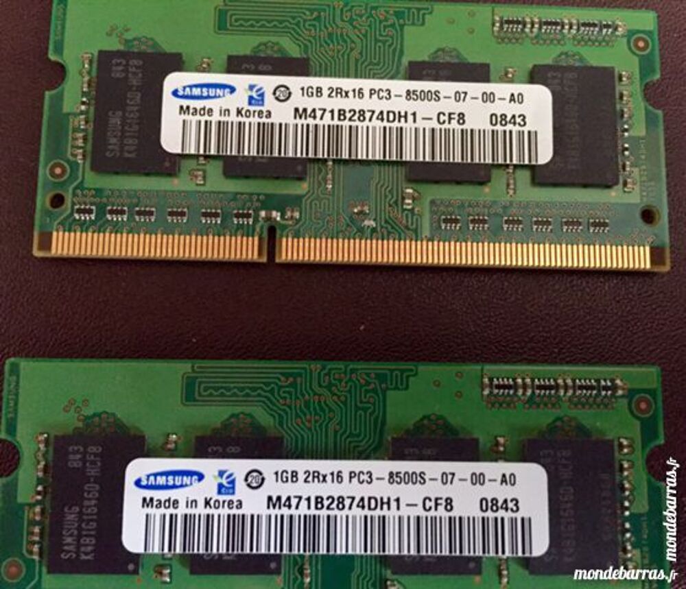 Barrette m&eacute;moire RAM 1 Go PC3-8500S DDR3 MAC et PC Matériel informatique
