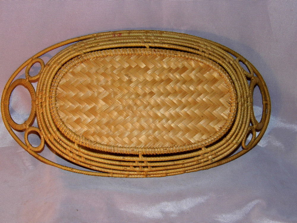 Corbeille osier panier vintage ann&eacute;es 60 retro Décoration