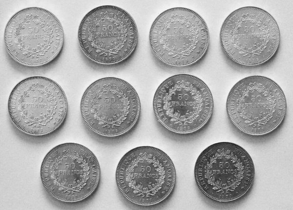 11 pi&egrave;ces 50 Francs Hercule argent 