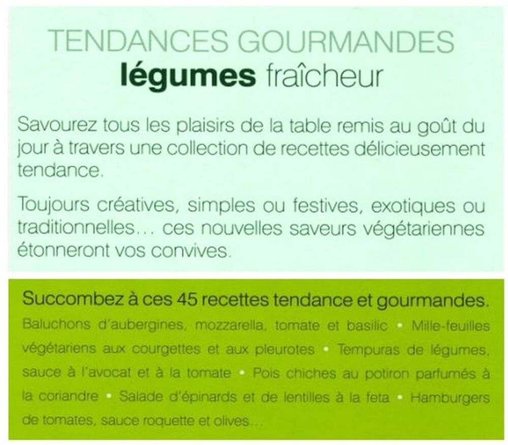 CUISINE - l&eacute;gumes fra&icirc;cheur / prixportcompris Livres et BD