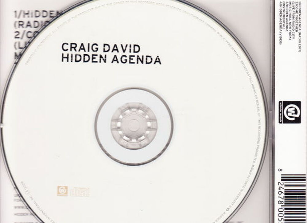 Maxi CD Craig David - Hidden agenda
CD et vinyles