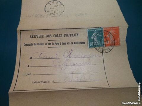 bordereau colis postaux 1926   6p45 5 Grézieu-la-Varenne (69)
