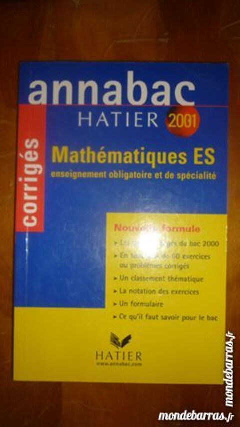 ANNABAC 2001 - CORRIGES - Mathmatiques ES 2 Le Mans (72)