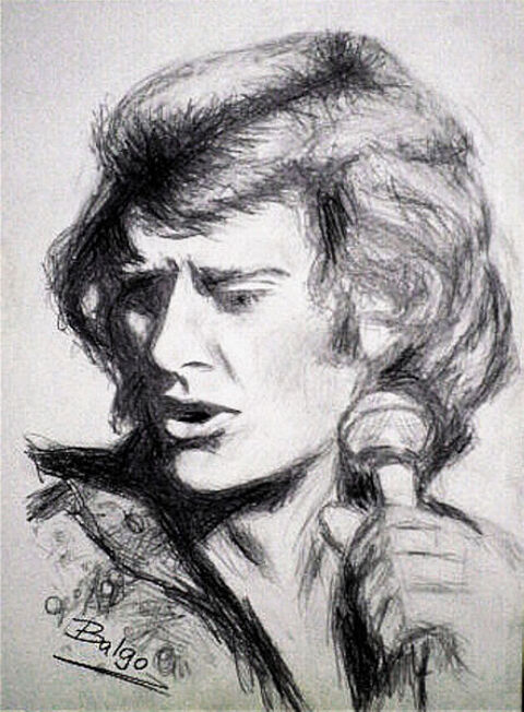 
Dessin original 'JOHNNY HALLYDAY ' 180 Antibes (06)
