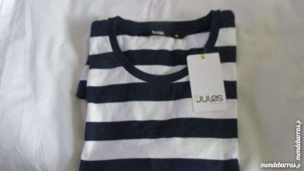 TEE SHIRT BLANC/MARINE &laquo;JULES&raquo; T. XL NEUF Vêtements