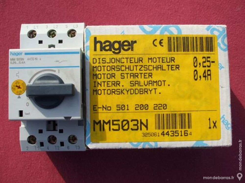 R&eacute;f MM503N DISJONCTEUR MOTEUR HAGER 3P 0,25-0,4A Bricolage