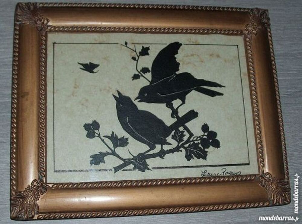 Vieux tableau Silhouette Oiseaux 