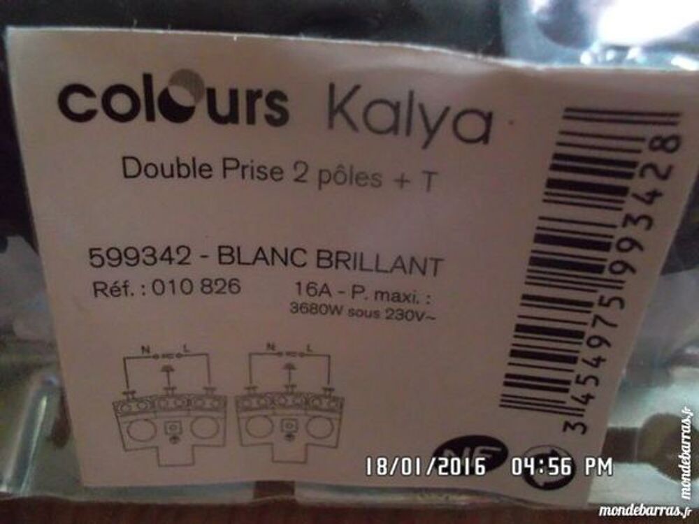 2 prises doubles KALYA blanc Bricolage