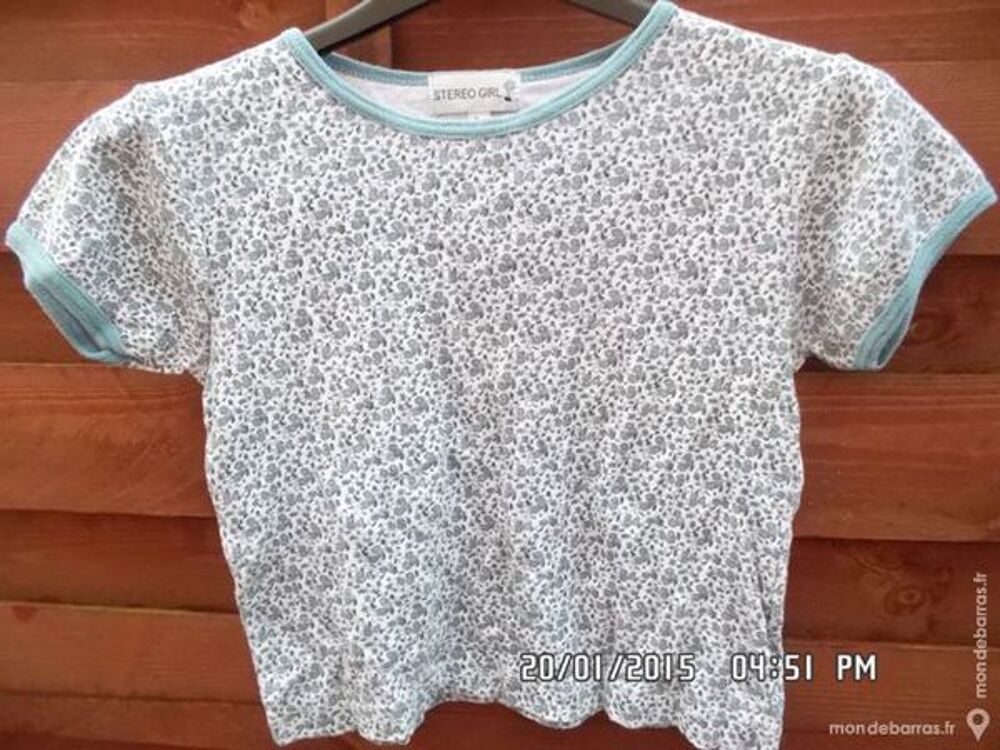 tee shirt bleu &agrave; fleurs t.8 ans kiki60230 Vêtements enfants