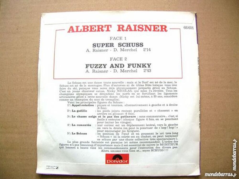45 TOURS ALBERT RAISNER Super Schuss - TRES RARE CD et vinyles