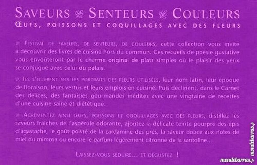 SAVEURS - SENTEURS - COULEURS Livres et BD